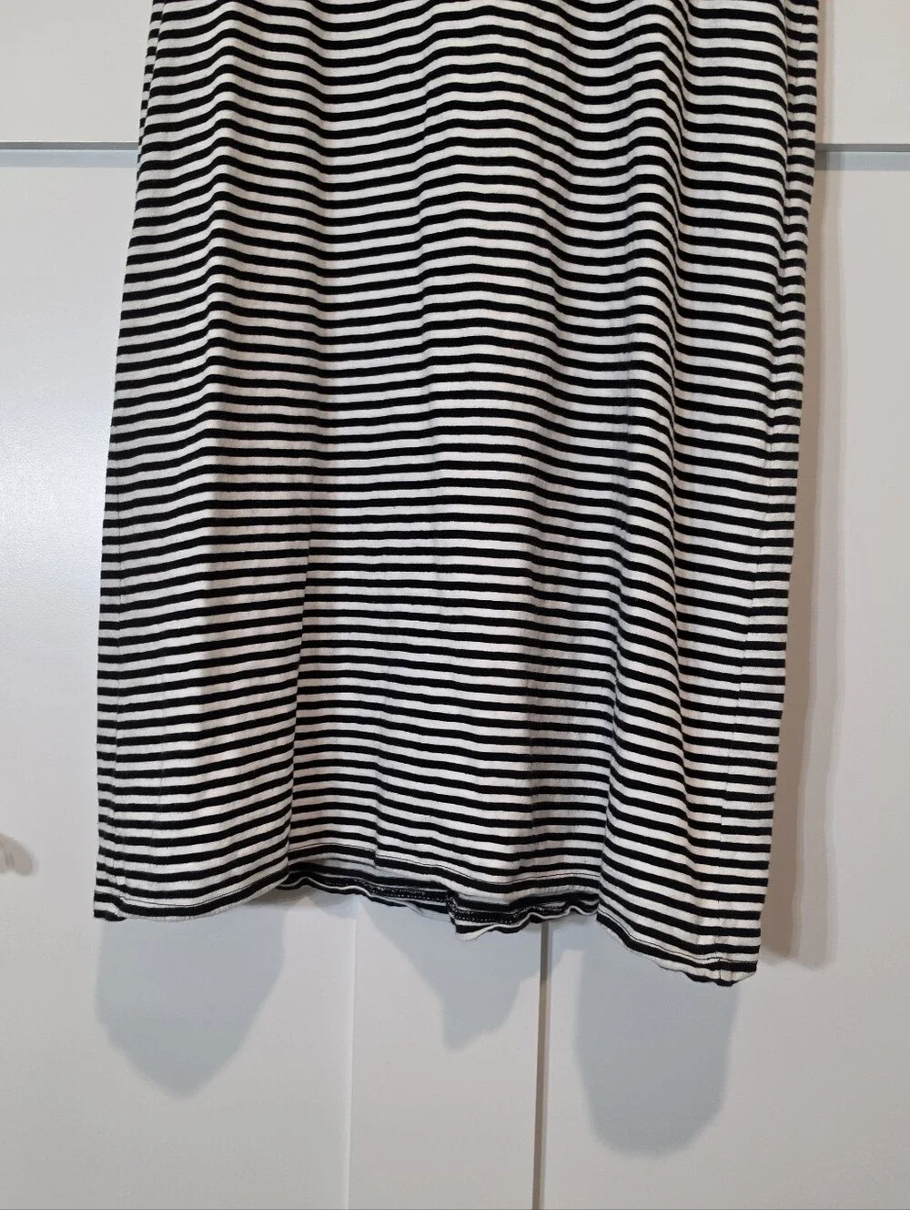 J. Crew Fact Cotton Racerback Tank Dress Knee Length Black White Striped Large